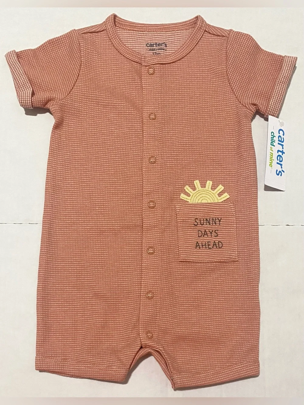 Carters 12M Coral Sunny Days Ahead One-Piece Romper Boho Fall Gender Neutral